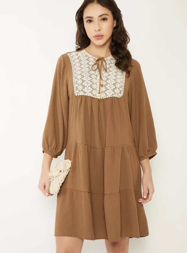 Women Crochet Yoke Tunic
